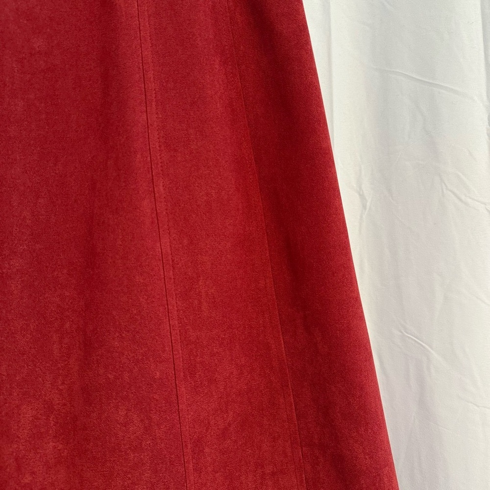 Burgundy Faux Suede Midi Skirt A Line High Waist Women’s Petite 16 Fall - Picture 6 of 10